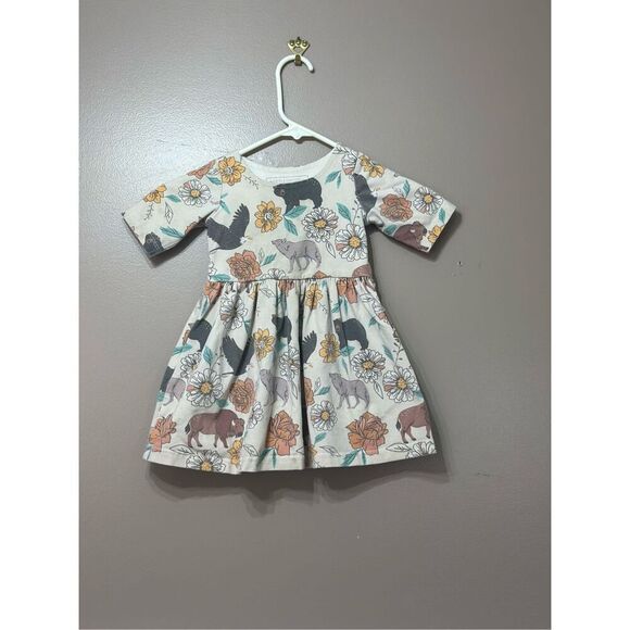 Little Gosling Animal & Floral Print Long Sleeve Fit & Flare Toddler's Dress 2T - Picture 2 of 11